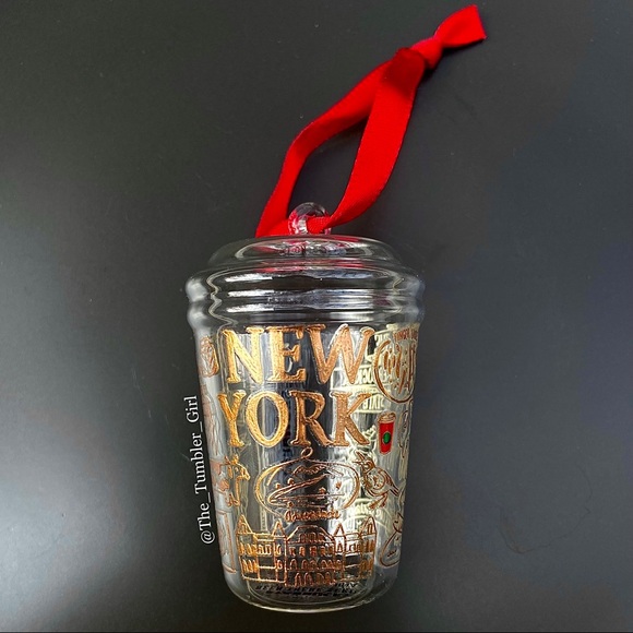 ♥️NEW♥️Starbucks 2021 Holiday NEW YORK Metallic Gold Christmas Tree Ornament - Picture 2 of 5